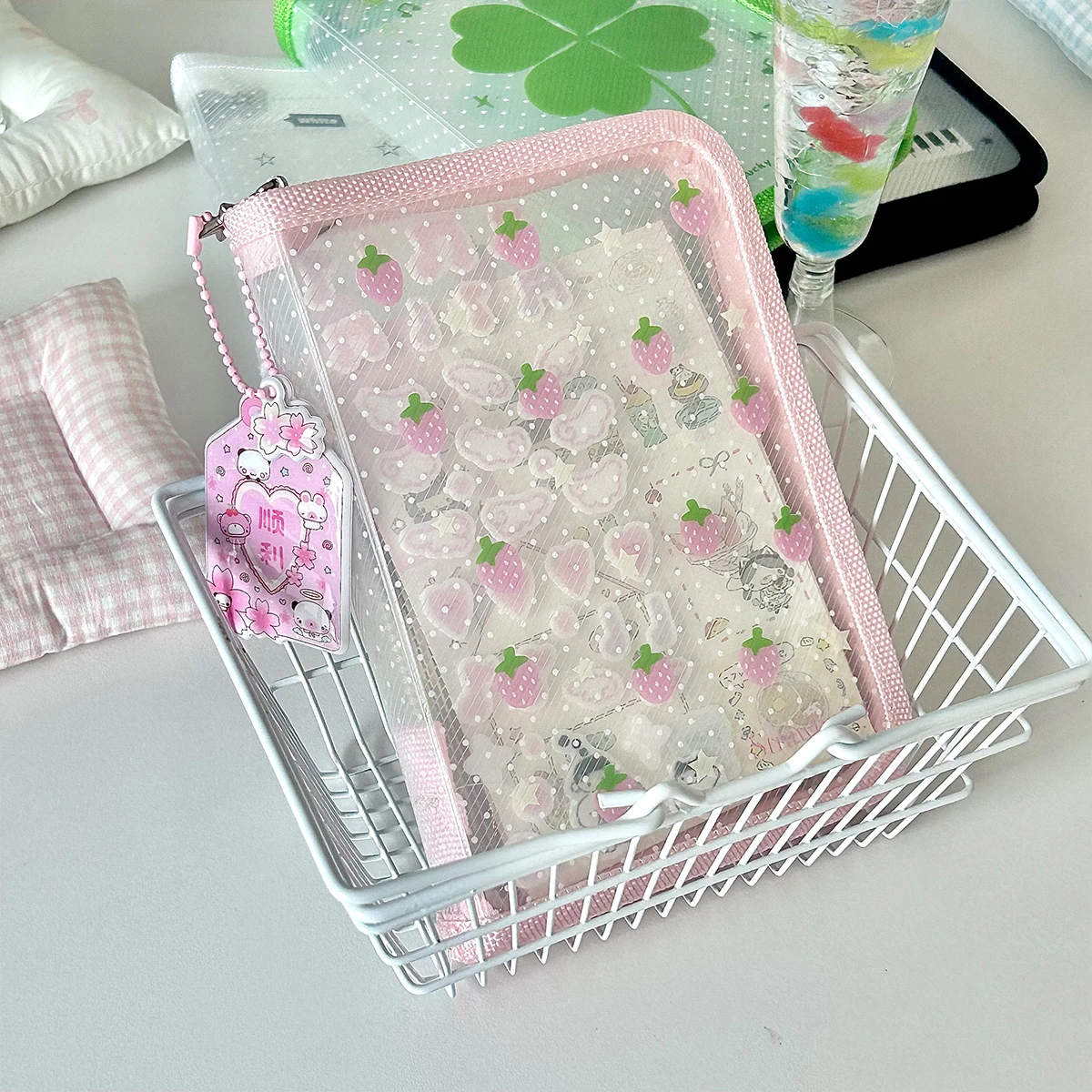 Cute A6 Stationery Storage Folder File PP Twill Zipper Pouch Document Bag Zip File Folder School Office Supplies