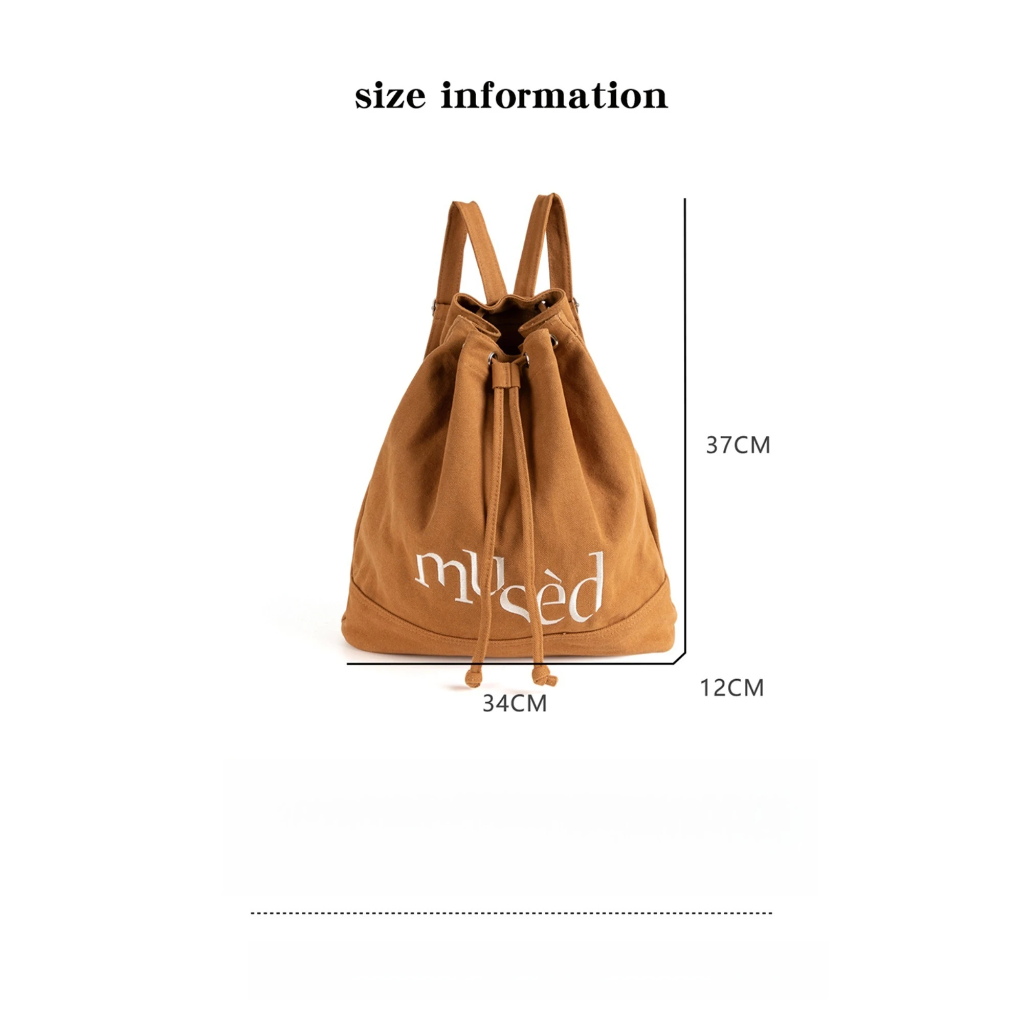 MABULA Embroidered Canvas Women's Backpacks Letter Print Drawstring School Bags for Travel Teenagers Casual Double Shoulder Bag