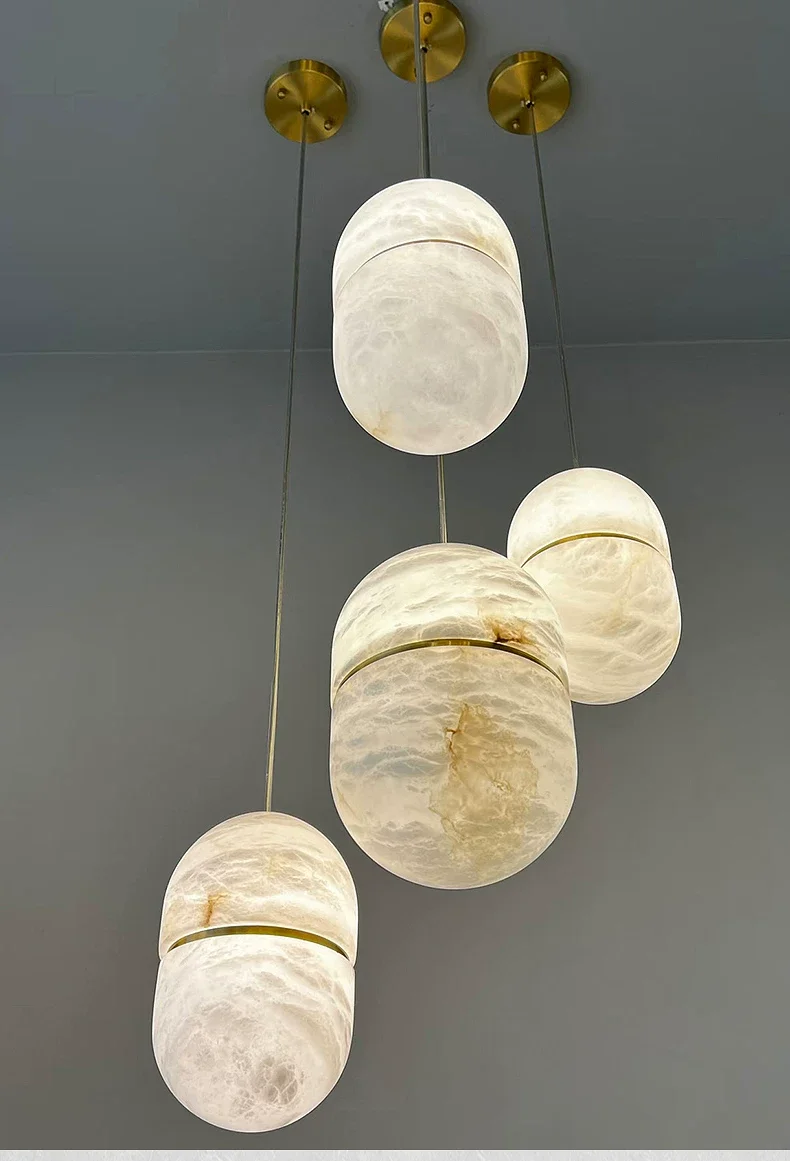 New Trend Marble Collection LED Hanging Lamps Chandelier Lighting Lustre Suspension StairsLuminaire Lampen for Dinning Room