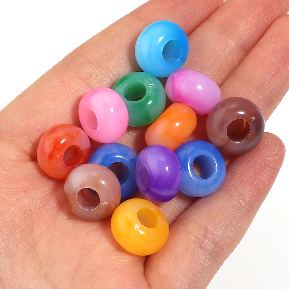 30 Stück 14mm Acryl-Perlen mit großem Loch, farbige lose Spacer-Perlen für DIY-Halsketten, Armbänder, Ohrringe und Schmuckherstellungszubehör – Detail 2