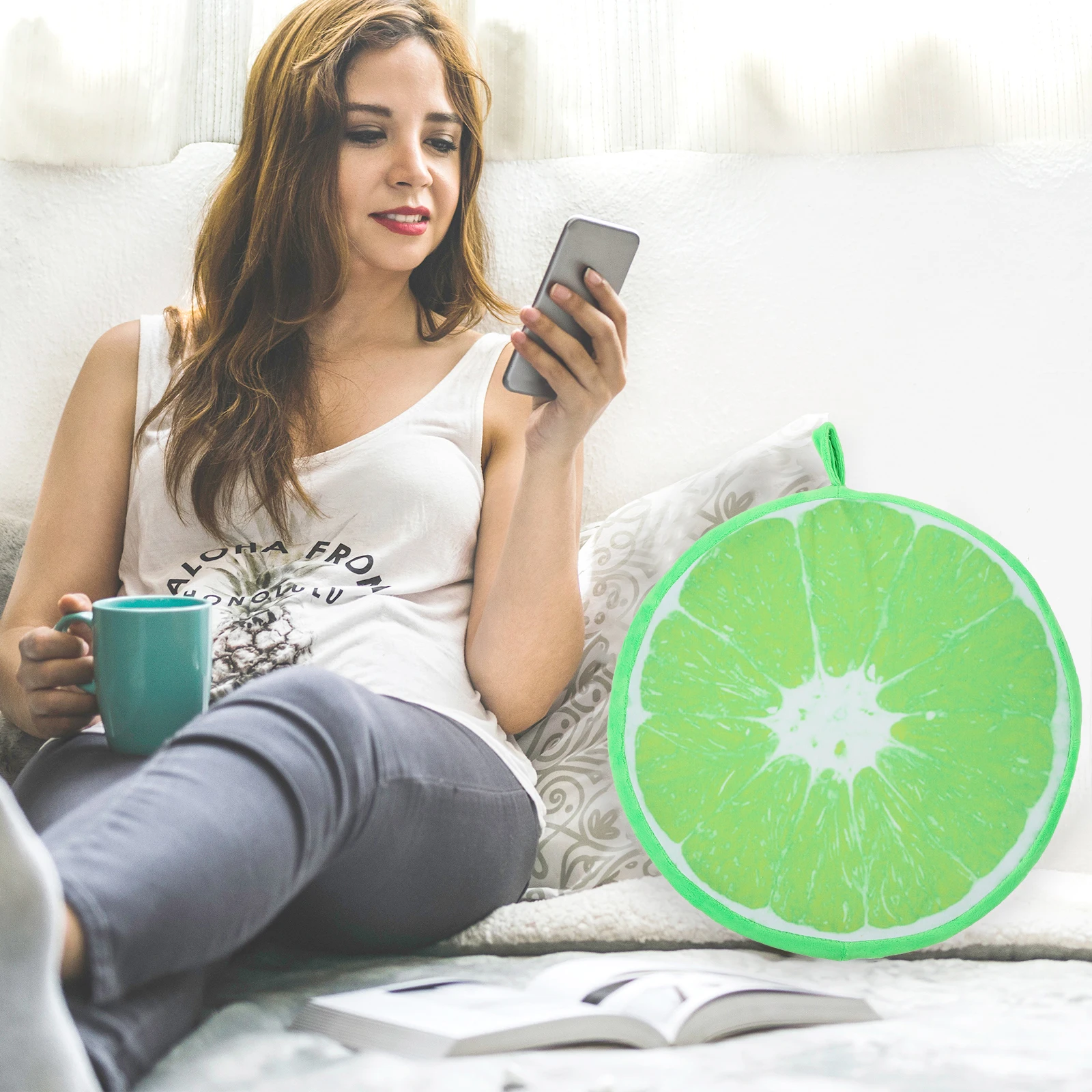 

33cm 3D Fruit Green Orange Plush Cushion Pillow Soft Polyester Fiber Seat Cushion Home Office Sofa Decor Chair Pad