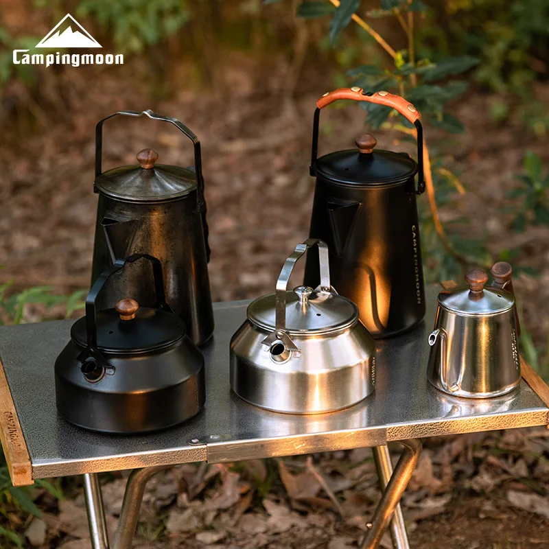 BKSW-6 T-MB Outdoor Edelstahl Titan-beschichteter Kaffee- und Teekessel mit Holzgriff gegen Verbrühungen, für Camping und Wandern