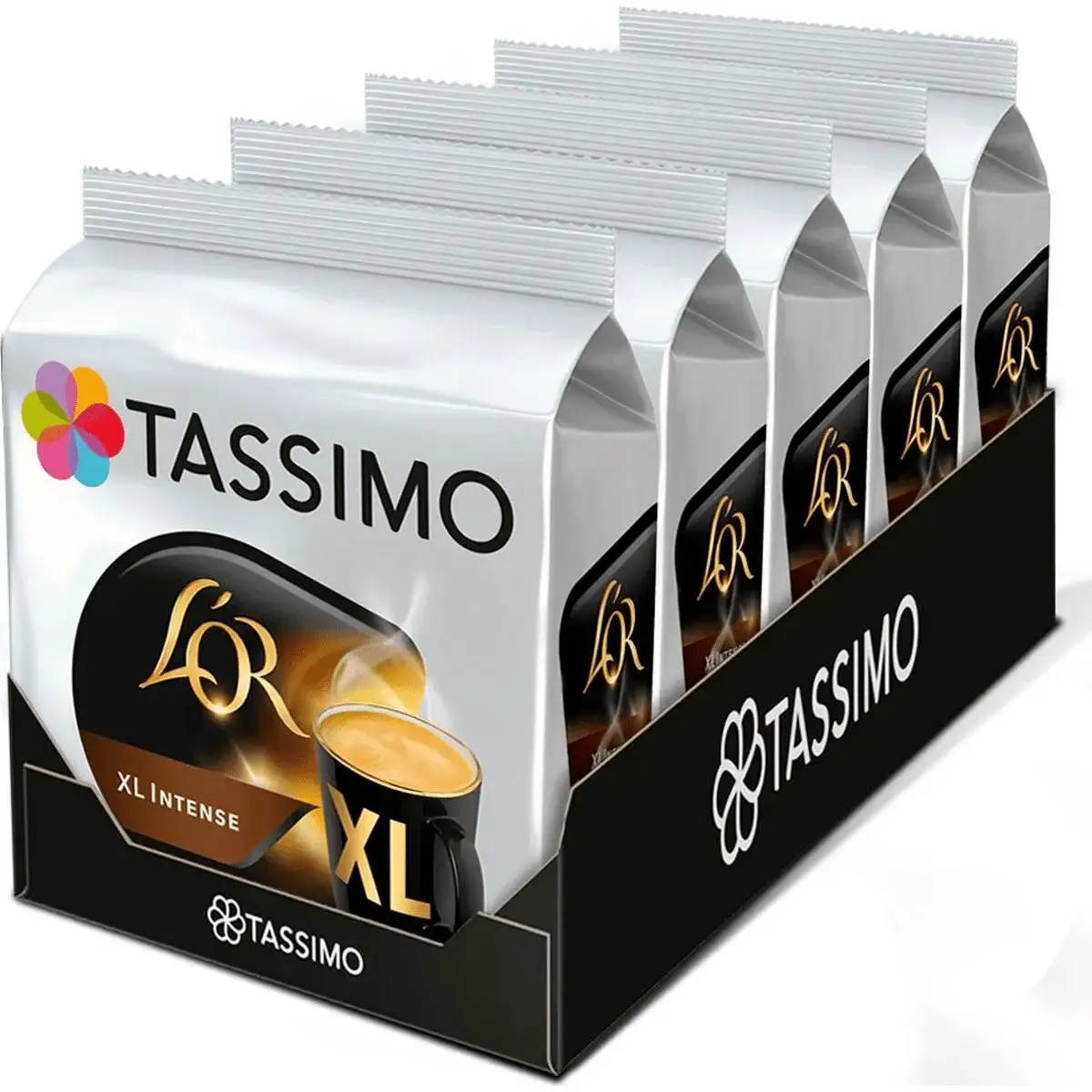 TASSIMO L'OR XL Intense - Cápsulas de café Intenso tamaño XL - 5 Paquetes de 16 cápsulas cada uno (80 Porciones)