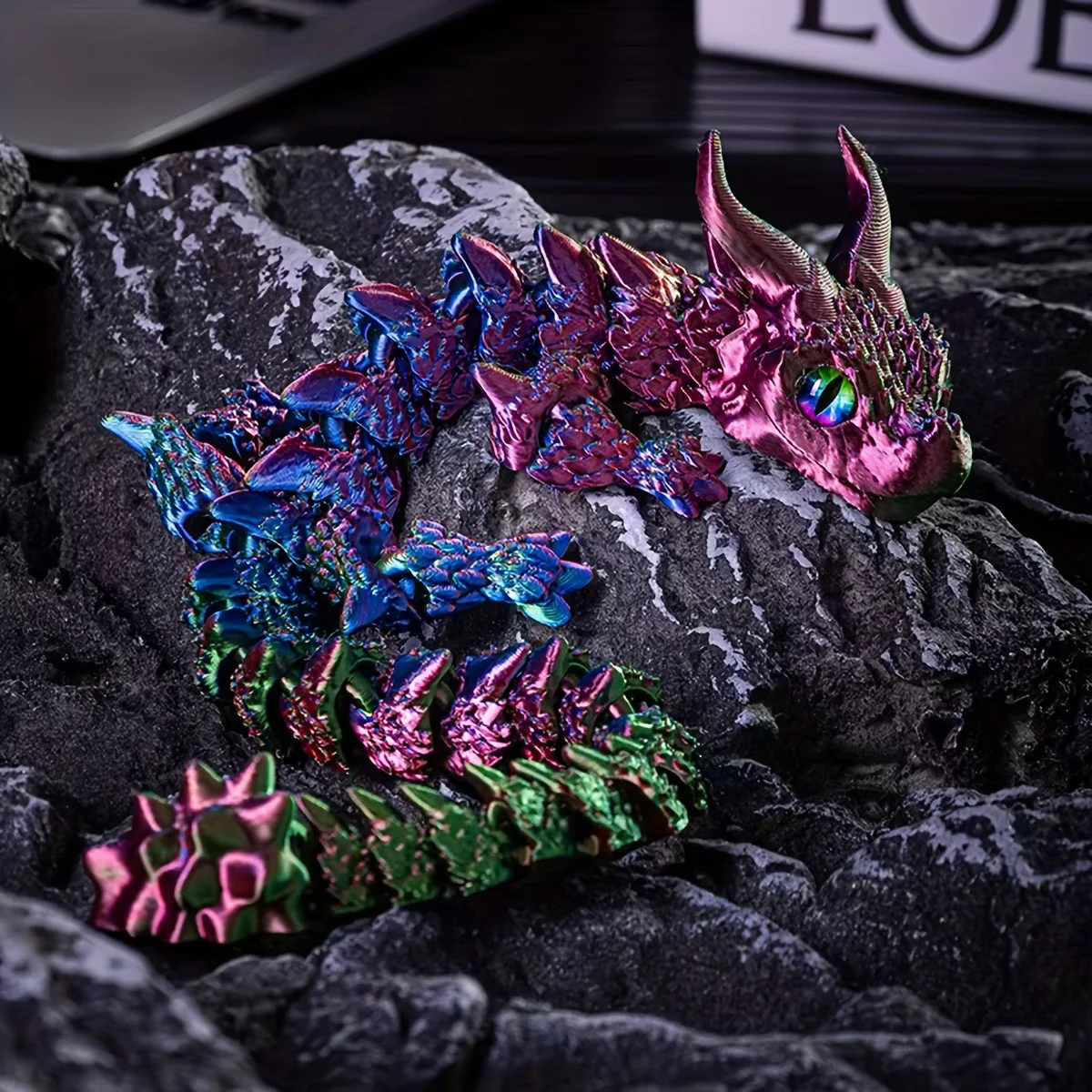 30 cm 3D-Druck Chinesischer Drache Spielzeug Gemeinsam Frei Bewegliches Simulationsmodell Einhorn Vierklauendrache Kreatives Geschenk Heimdekoration