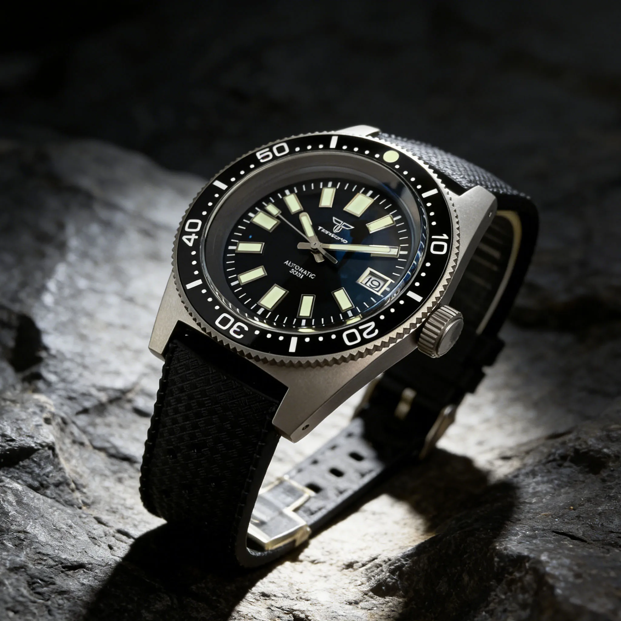 New 62MAS Tandorio 41mm Titanium Green Lume 300m Waterproof AR Domed Sapphire Glass NH35 Automatic Movement Men Watch Rubber