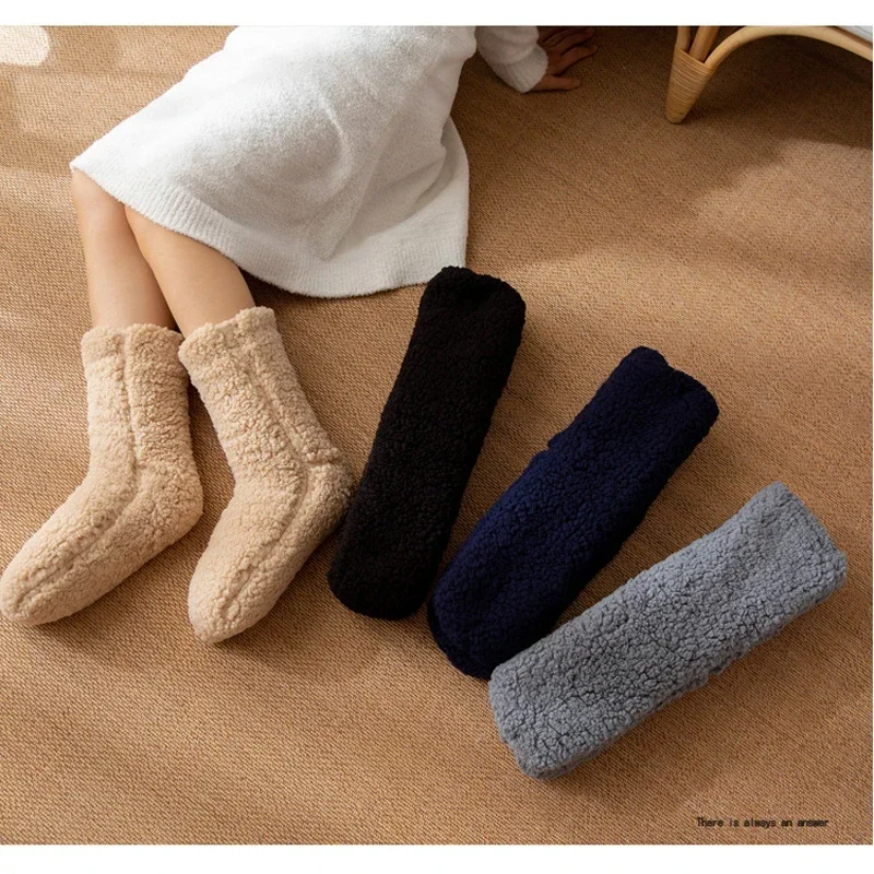 Fluffy Socks Women Slouch Winter Warm Plush Non Slip Grip Fuzzy Sleeping Thick Soft Female Floor Comfy Loose Slippers Sock