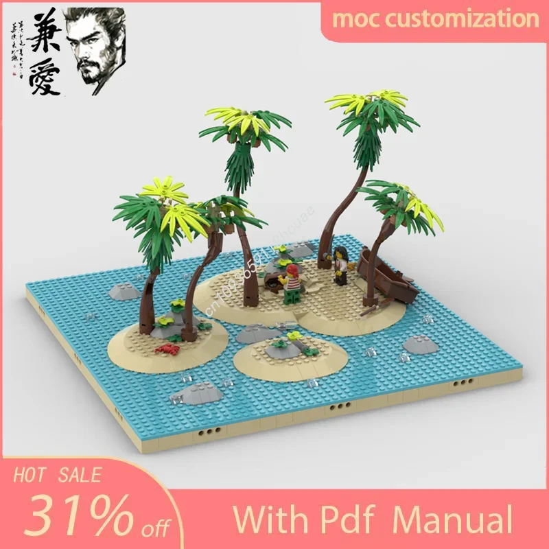 

522PCS MOC Custom Modular Pirates Diorama Deserted Island Model Building Block Diy Creative Assembly Educational Bricks Toys