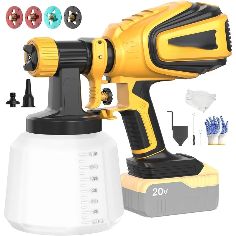 Cordless Paint Sprayer 90000RPM High Speed Electric Spray Paint Gun with 1400ml High Capacity Container Easy to Clean 4