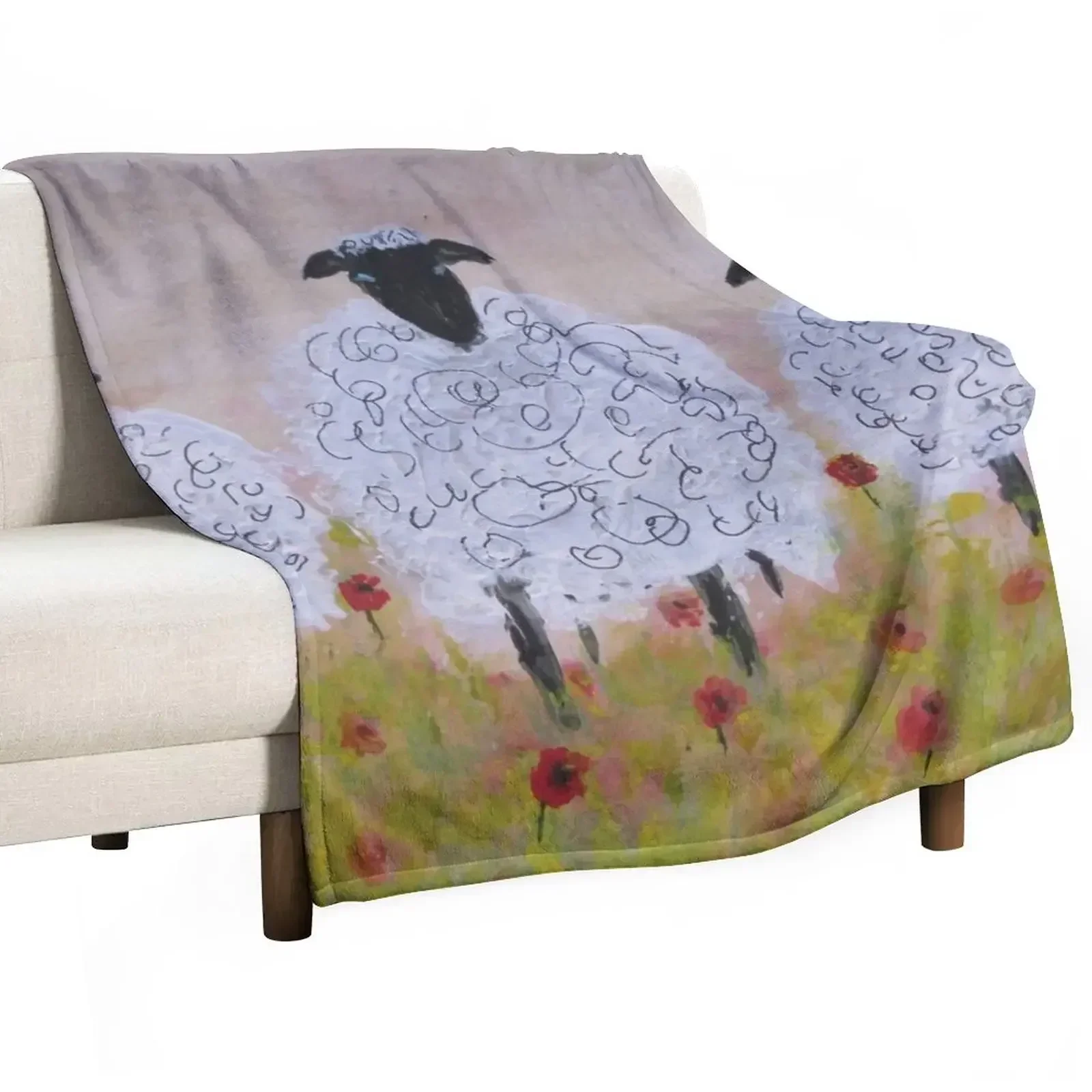 Sheep in the Meadow Throw Blanket Kid'S Cute Single Luxury Throw Furrys for babies Blankets