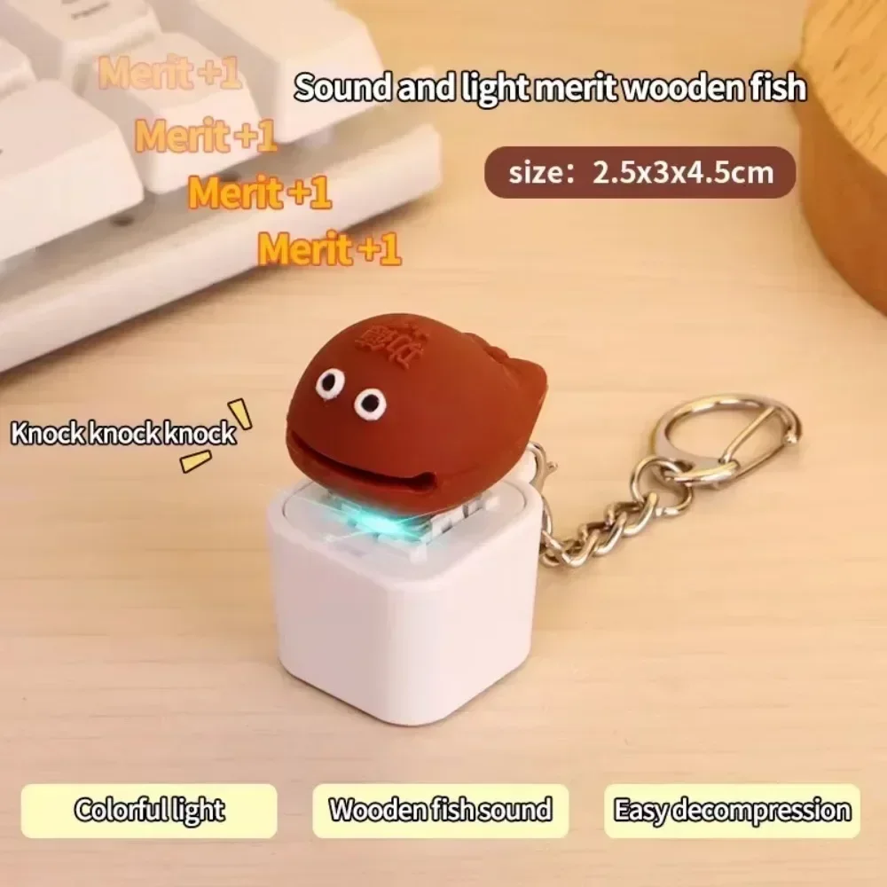 @Hot Wood Fish Keycap Keychain 키캡 ポクポク Keyboard Keycap Clicker Backpack Hanging Pendant Charms Keycap Button Hand Birthday Gifts