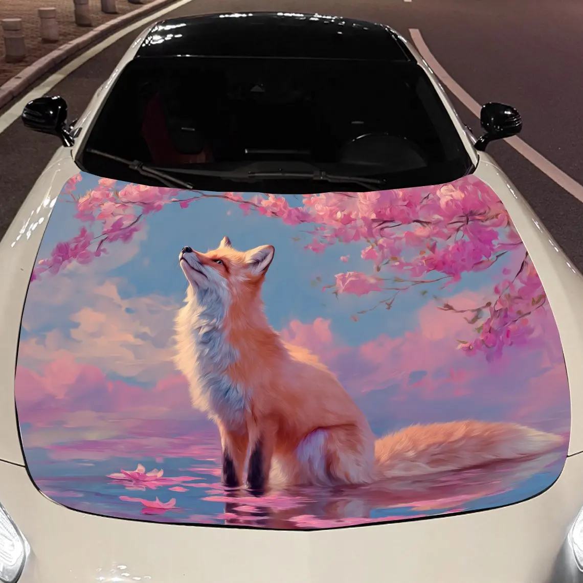 

Pink fox Car hood packaging sticker, PVC material, self-adhesive waterproof, anti-slip paint, car exterior decoration accessori