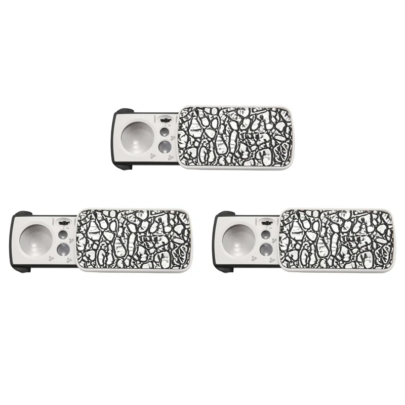 

3Pcs Portable Mini Multifunction 30X 60X 90X Pocket Magnifier With LED UV Light Eyes Glass Magnifying Loupe Lens