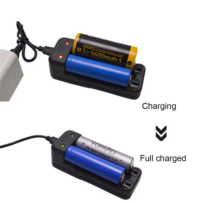 ที่ชาร์จ USB 2ช่องชาร์จอัจฉริยะแบตเตอรี่18650อัจฉริยะสำหรับชาร์จแบตเตอรี่ Li-Ion ที่ชาร์จแบตเตอรี่14500 26650