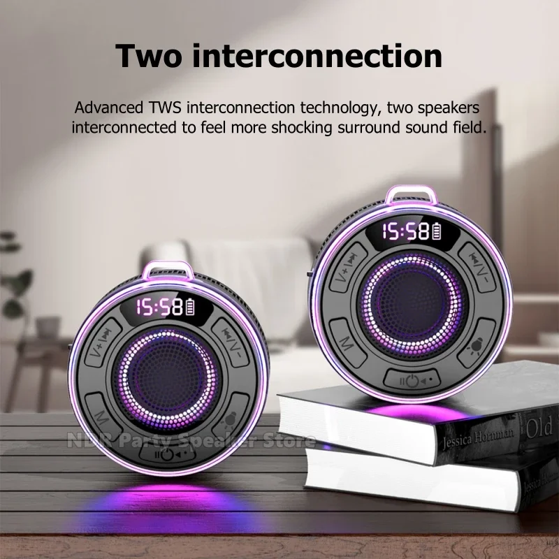 Portable IPX6 Waterproof BT5.1 Mini Music Audio LED Car Speaker Outdoor Wireless Bluetooth Speaker Bathroom Adsorption Soundbox