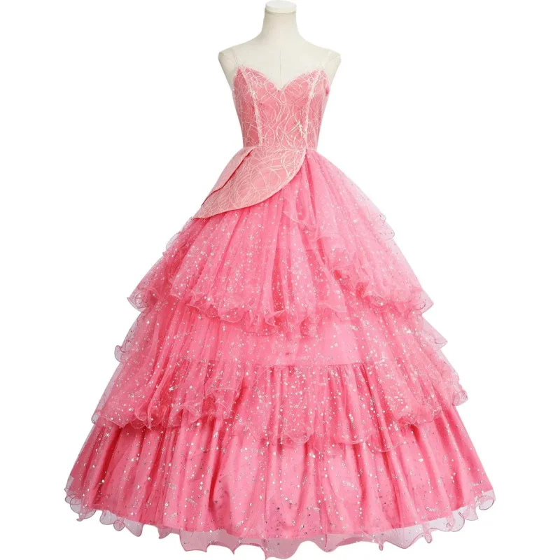 

Glinda Wicked Cosplay Costume Disguise for Adult Women Pink Dress Roleplay Fantasy Outfit Halloween Carnival Suit