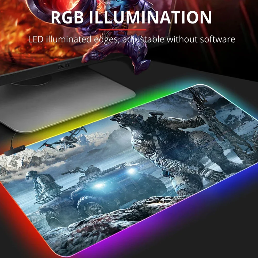 Gaming Computer Mouse Pad RGB Call Of Duty Warzone Mouse Mat Accessories Desk Mat Keyboard Mousepad Laptop PC Gamer XL LOL Table