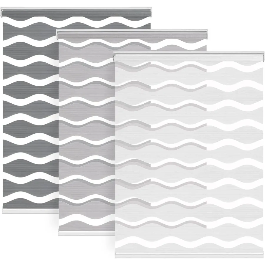 ستائر حمار وحشي لاسلكية بدون مثقاب للنوافذ الداخلية، طبقة مزدوجة للتحكم في الضوء، ظلال دوارة لتصفية الضوء ليلاً ونهارًا #1