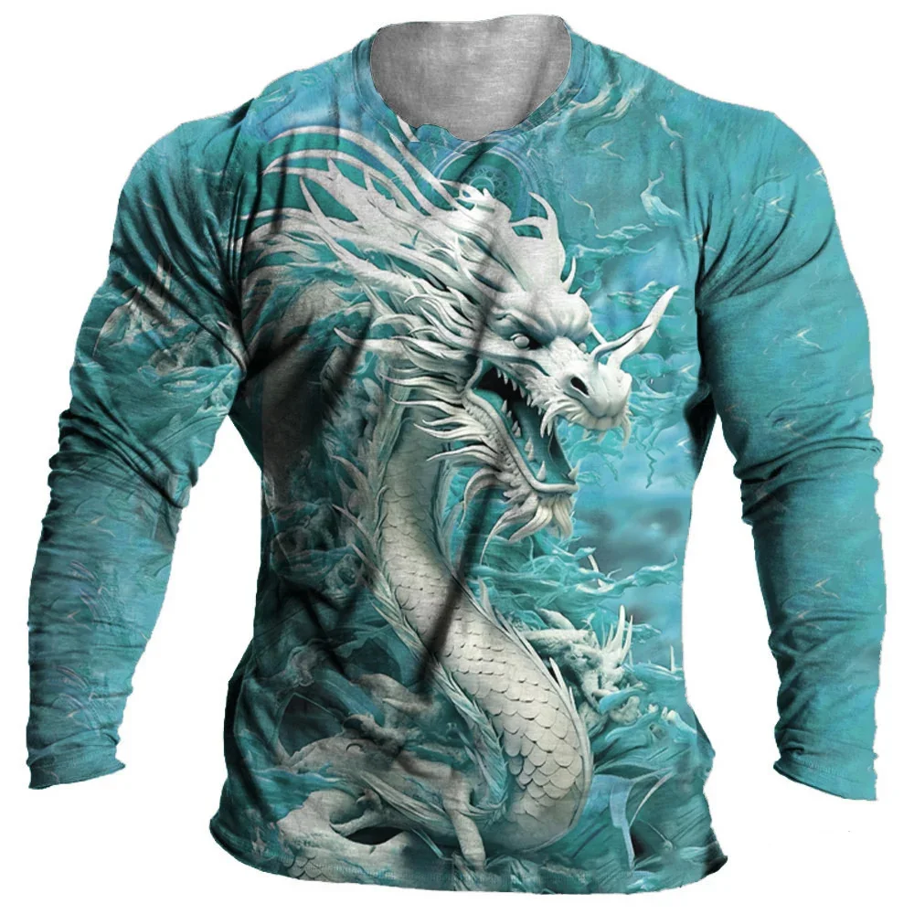 

Новая футболка с 3D принтом дракона для мужчин и женщин, повседневные футболки в стиле хип-хоп с длинными рукавами и круглым вырезом, большие футболки в стиле Харадзюку, верхняя детская одежда