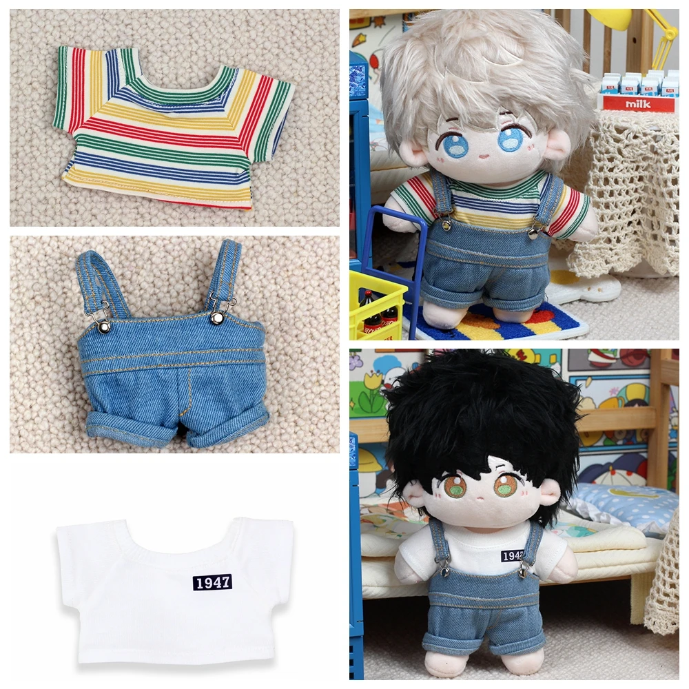 

For 20cm Cotton Doll Clothes T-shirt Shorts Doll Overalls Suit Casual Wears Jeans Overalls Pants Dolls Clothes Accessories