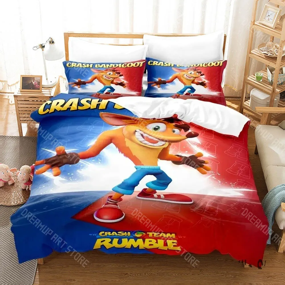 3D Printed Crash Bandicoot Game Bedding Set for Boys Girls Duvet Cover Pillowcase Twin Queen King Full Single Double Sizes