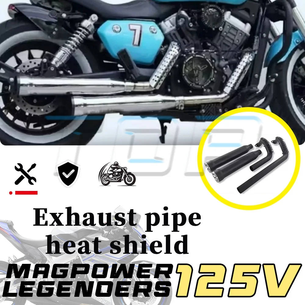 For MAGPOWER LEGENDERS 125V modified black and silver exhaust pipe witn heat shield