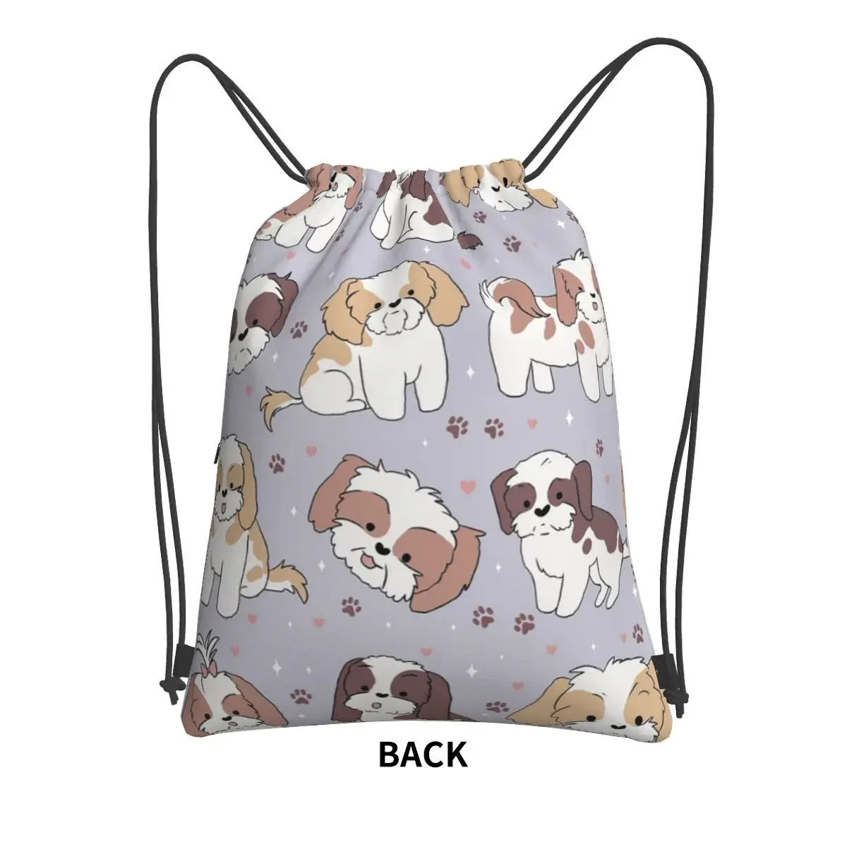 Shih Tzu Dog Portable Backpacks Drawstring Bag Casual Drawstring Bundle Pocket Shoes Bags For Travel Sport Man Woman