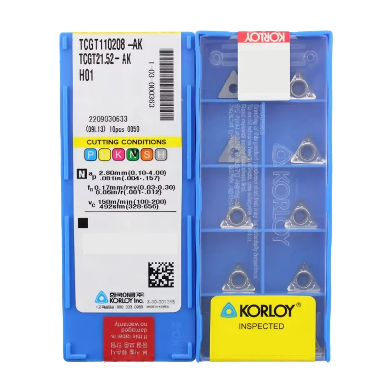 

KORLOY Original TCGT090202-AK H01 TCGT090204-AK TCGT110202/04/08-AK TCGT16T302/04/08-AK CNC Aluminum Turning Inserts 10pcs