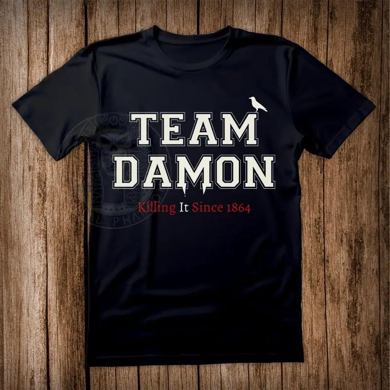 Camiseta da equipe de Vampire Diaries Damon Mystic Falls High School