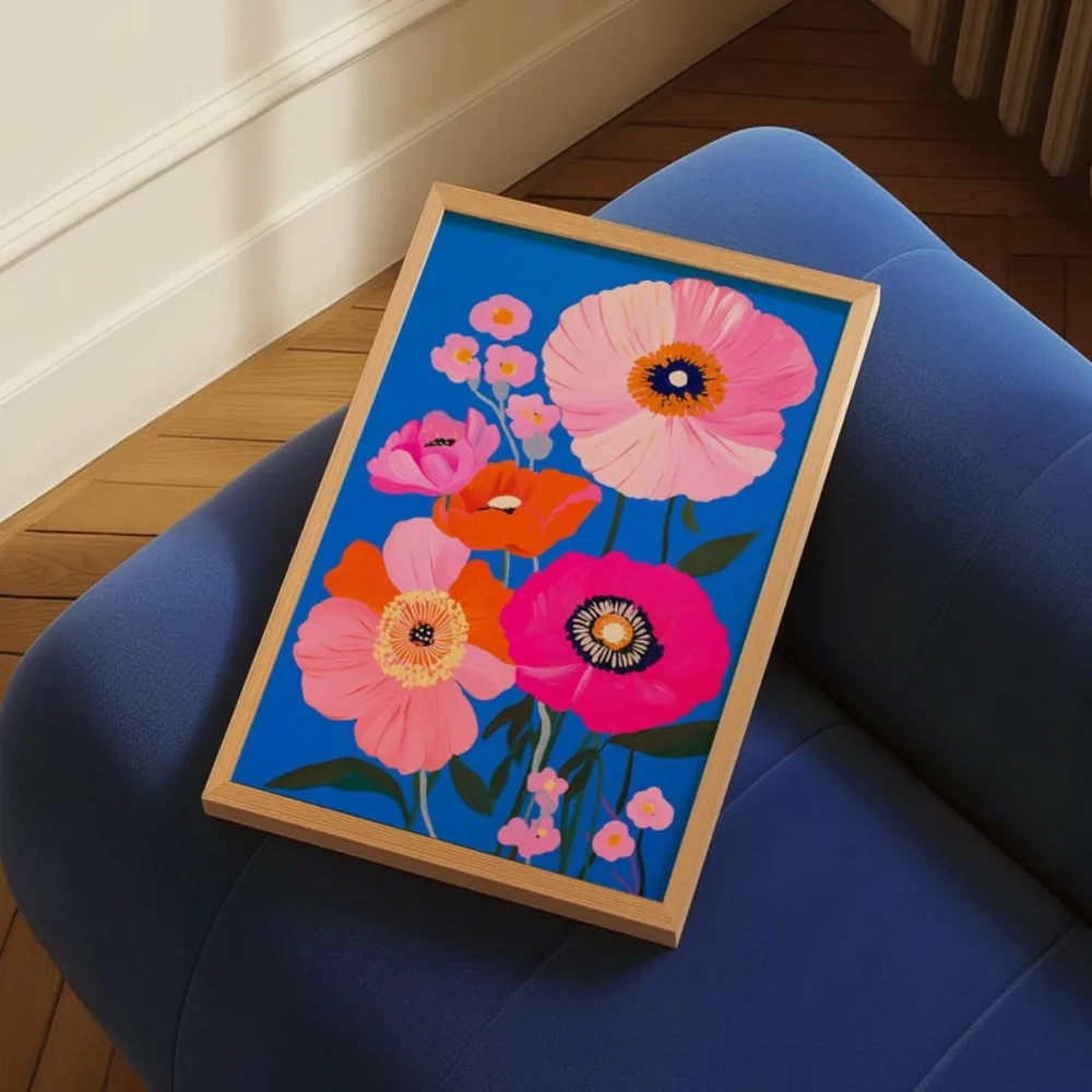 سوق الزهور روتردام، رسم الزهور التجريدي، فن الجدار الكهربائي، طباعة الأزهار، الفن البسيط، فن الأزهار، ديكور الطباعة الملونة