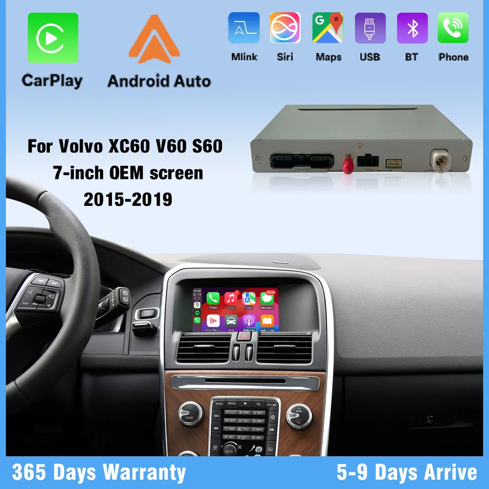 أبل لاسلكي CarPlay لفولفو XC60 V60 S60 2015-2019 يدعم أندرويد الملاحة التلقائية مرآة رابط عكس الكاميرا DSP التوصيل والتشغيل