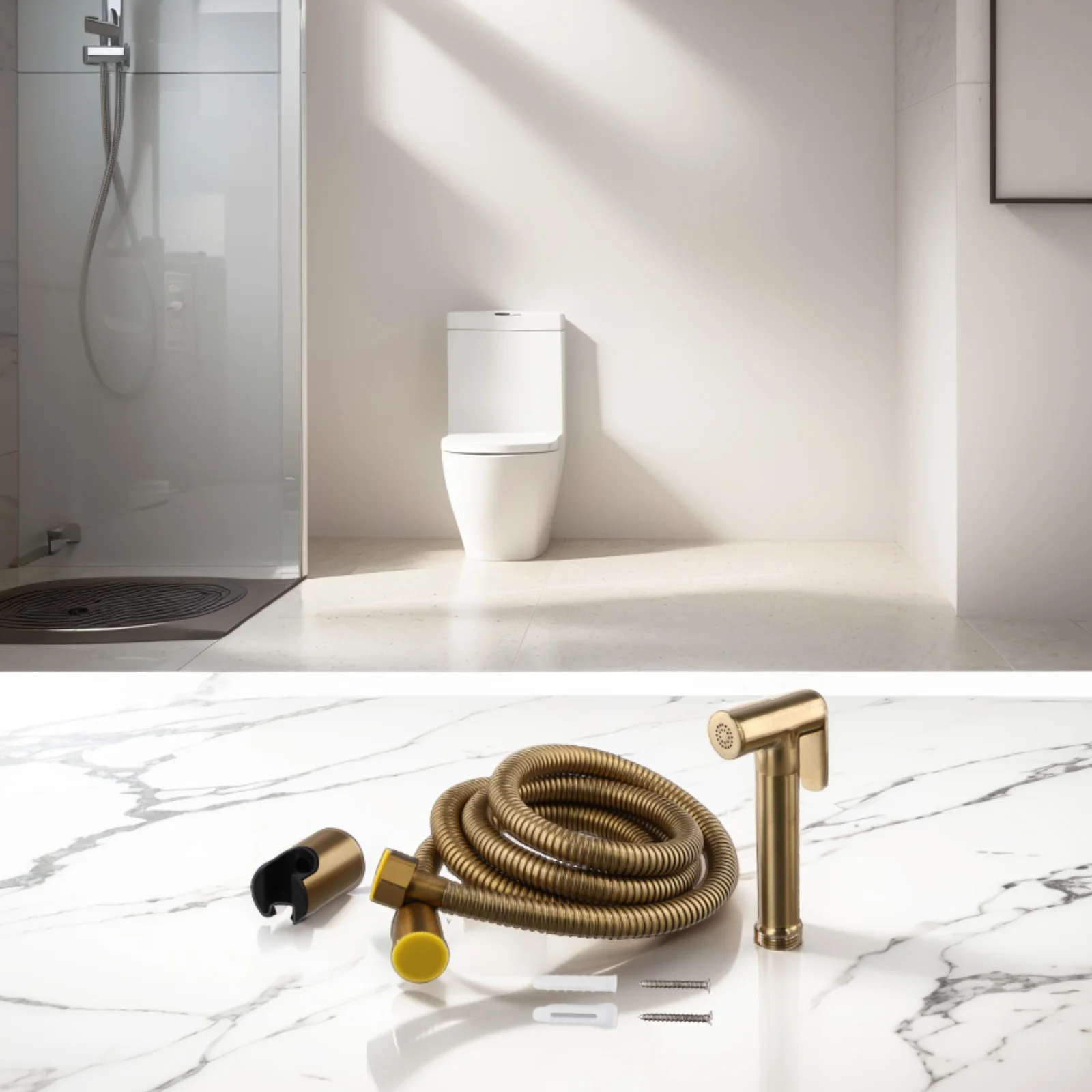 

Латунный распылитель для биде, размер в качестве фотосъемки, набор распылителей для ванной комнаты, простой в установке ручной дизайн, герметичный шланг