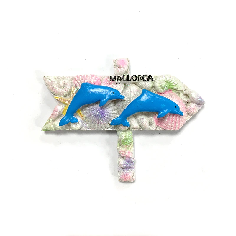 

3D Resin Refrigerator Magnet - Mallorca Dolphin and Coral Design - Vibrant and Detailed Home Decor