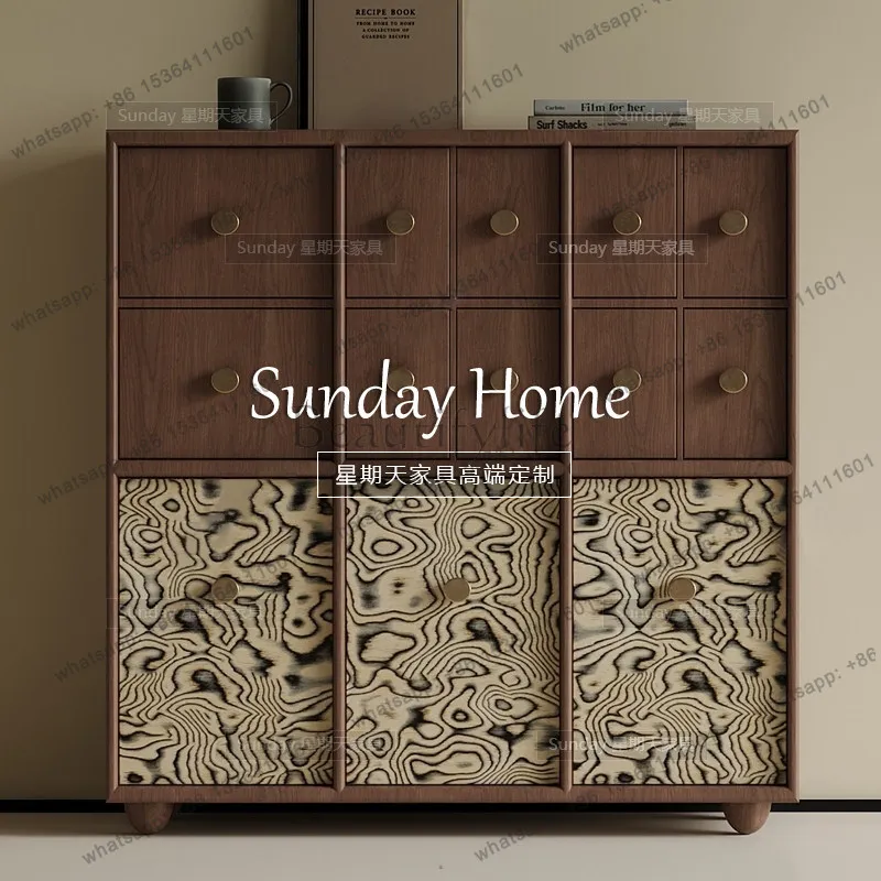 Factory Direct Antique Walnut Color Drawer Multi-function Drawer Locker