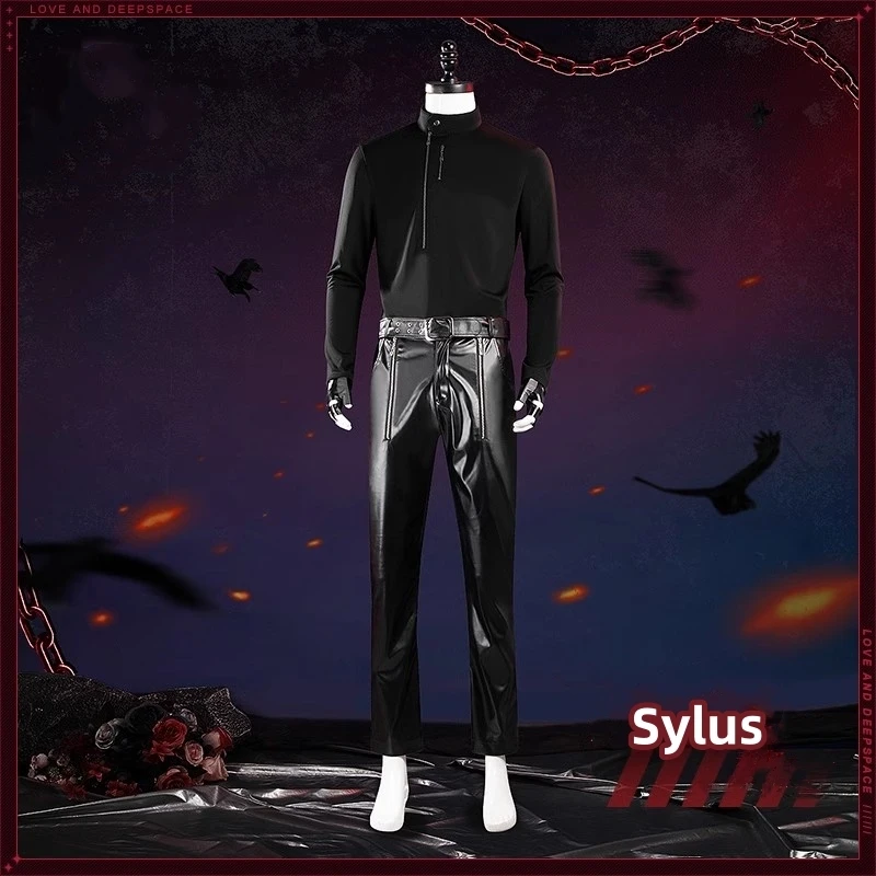 Sylus Cosplay Spiel Liebe und Deepspace Sylus Cosplay Kostüm Männer schöne Ledermantel Hosen Uniform Set Perücke Halloween Kostüme