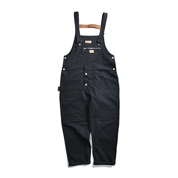 

2023Hip Streetwear Hop Bib Harajuku Japan Male Jumpsuit Trousers Overalls Men Women Couple Loose Casual Wide Leg Cargo Pants