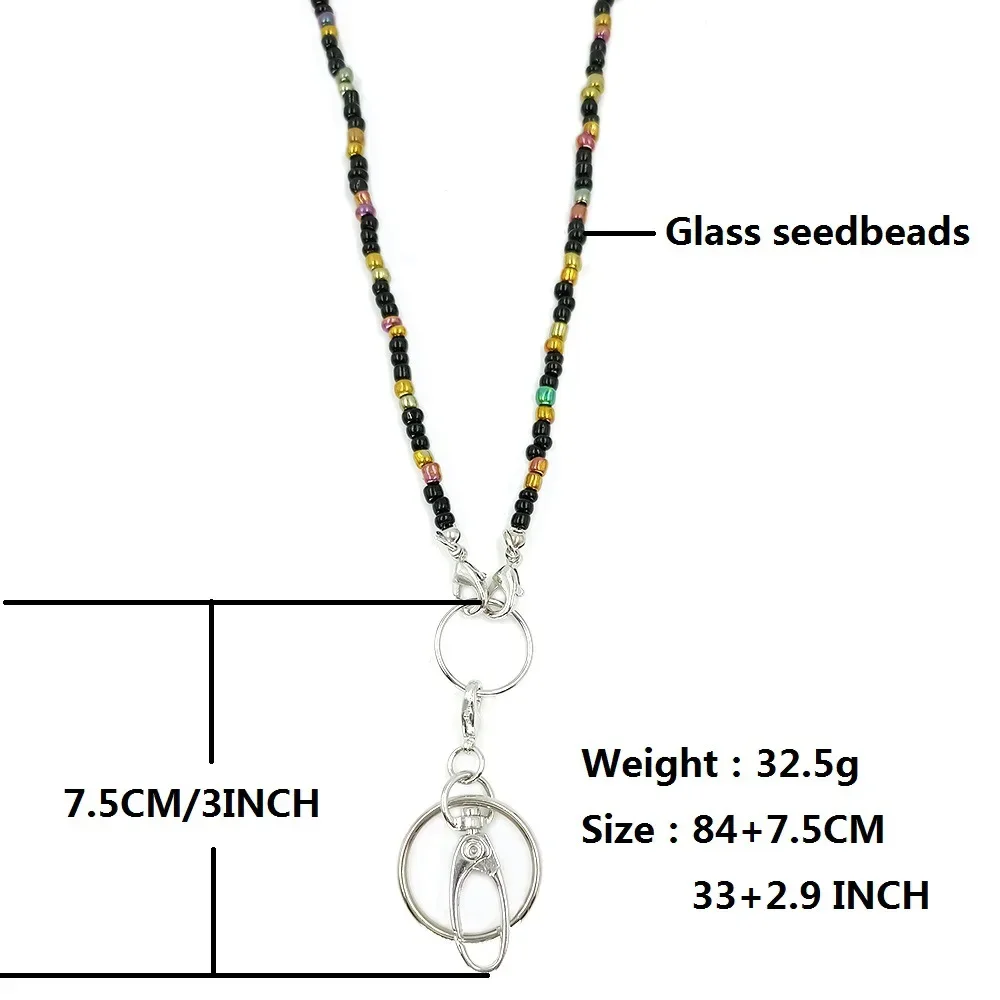 Beaded Chain Stainless Steel Chain Badge Holder Bead Lanyards for Keys ID Badge Holder Lanyard Necklace For Woman