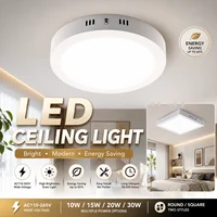 Led Ceiling Lamp 110-265V Ultra Thin Panel Led Light for Living Room Bedroom Indoor Lighting 20W 30W Square Round Ceiling Lights