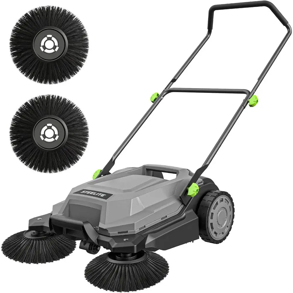 

Walk-Behind Hand Push loor Sweeper, 26.8" Sweng Width loor Sweeper Manual Non-Electric, 6.35 Gal Waste Container, Angle & Height
