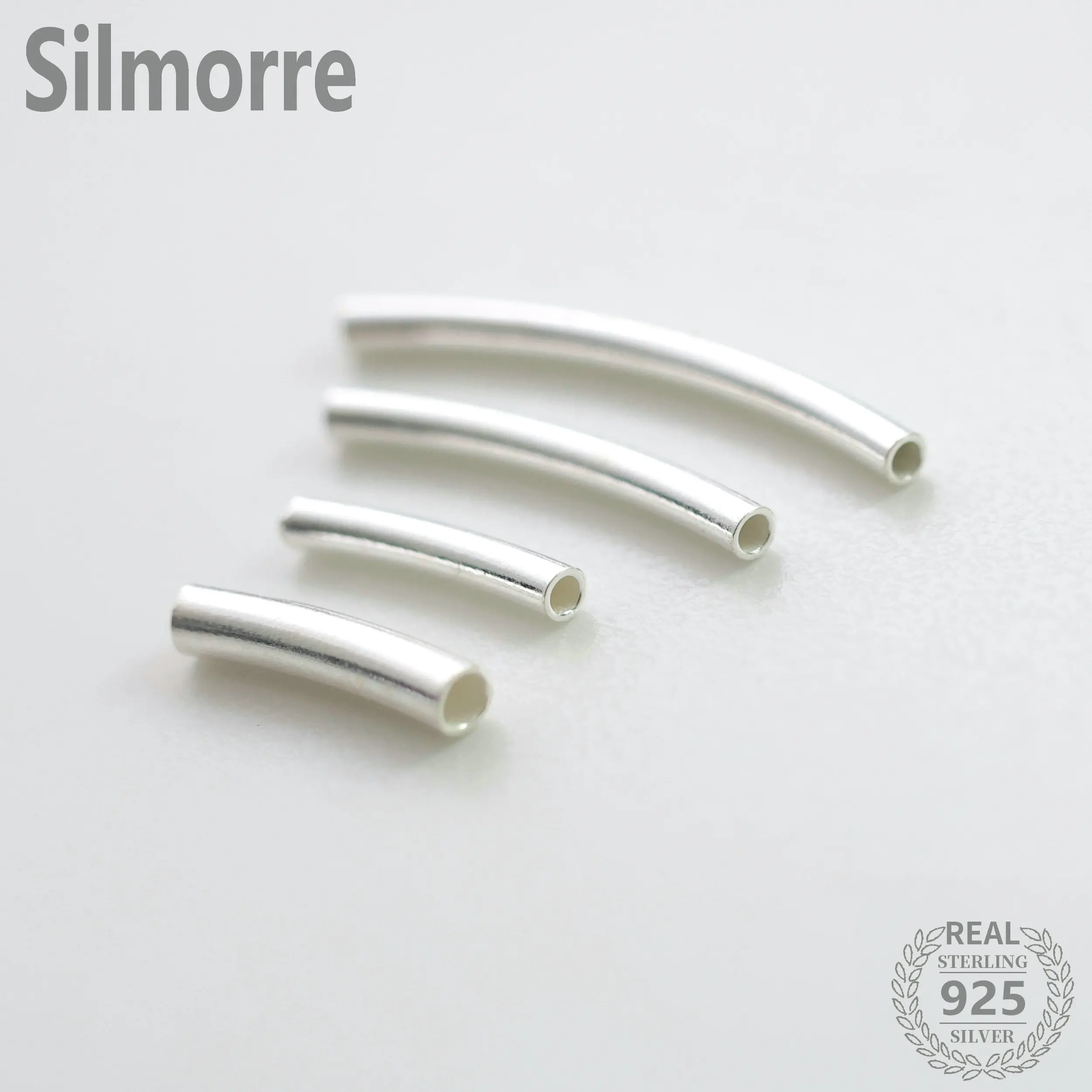 5PCS 100% Solid 925 Sterling Silver Crooked Spacer Tube Beads for DIY Fine Jewelry Finding JQ0032