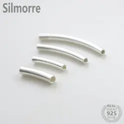 5PCS 100% Solid 925 Sterling Silver Crooked Spacer Tube Beads for DIY Fine Jewelry Finding JQ0032
