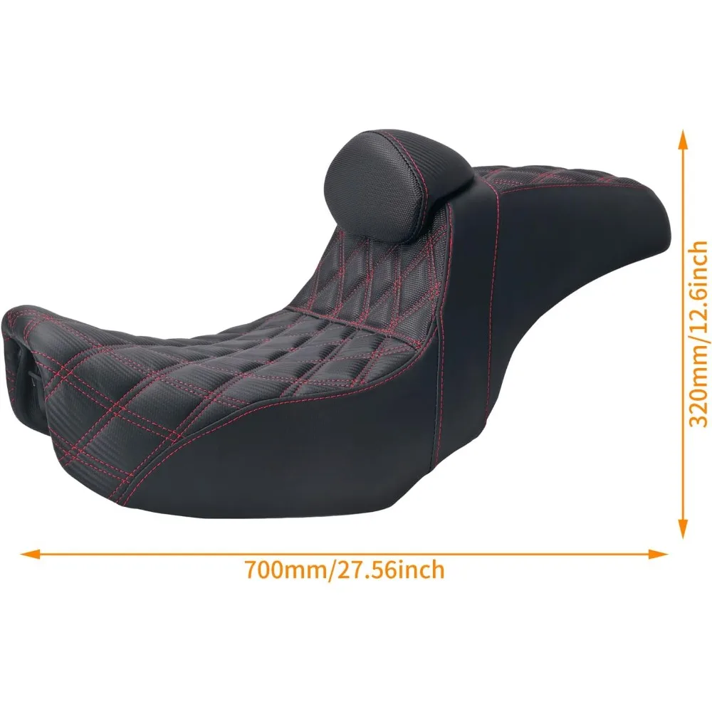Fahrer-Beifahrersitz, einteiliges Sitzkissen mit Rückenlehne, passend für Harley Dyna Fat Bob FXDF Low Rider FXDL Street Bob FXDB Switch
