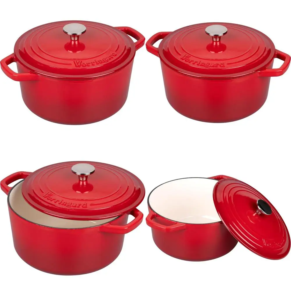 

Эмалированная чугунная жаровня с крышкой для выпечки хлеба, круглая хлебопекарная печь - в комплекте набор для выпечки хлеба на закваске, 4.5 л