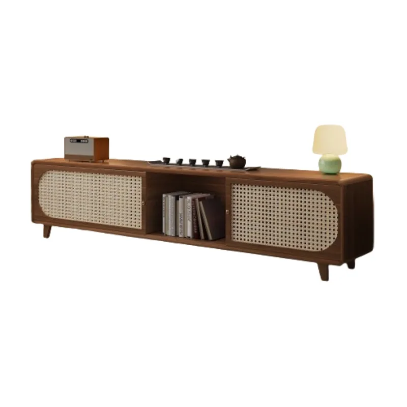 Glossy Vintage Tv Stand Rattan Minimalist Aesthetic Drawers Tv Stand Design Living Room Meuble Television Salon Home Accessories