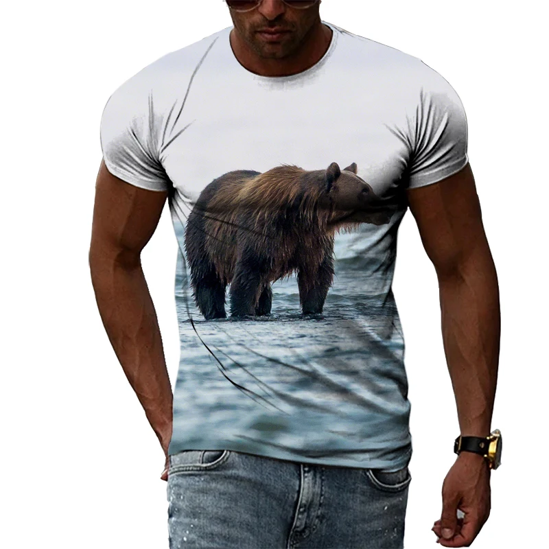 Funny Animal Bear 3D Printed Men T-shirt Summer Fashion Personality Casual O-neck Streetwear Hip Hop harajuku graphic t shirts