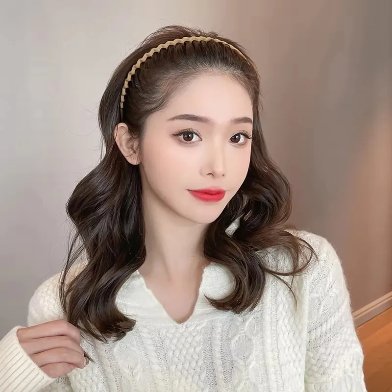 3Pcs Elegant Solid Color Wave Hairbands For Women Trendy Toothed Non-slip Hair Combs Hair Accessories Girl Face Wash Headbands