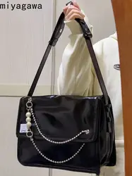 Miyagawa 2023 borsa Tote in morbida pelle con catena di perle grande capacità moda Versatile borsa a tracolla obliqua con una spalla borsa per pendolari