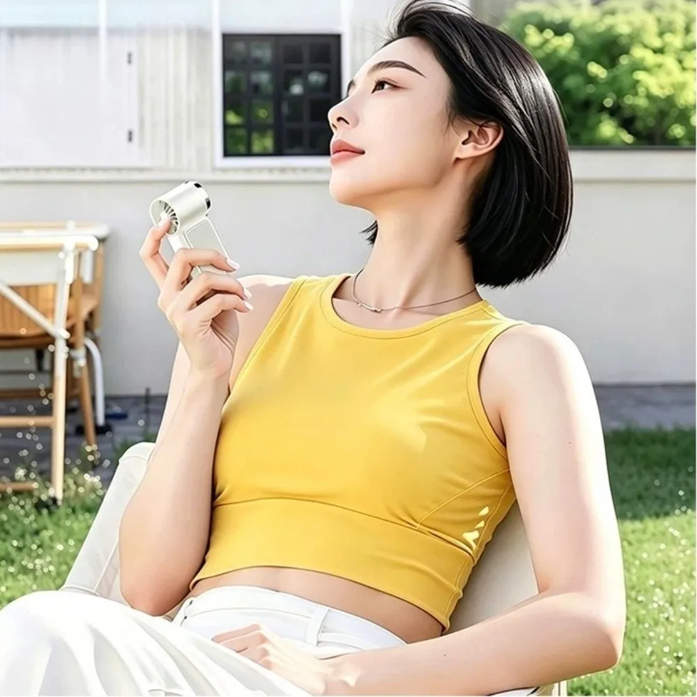 High Speed Mini Handheld Fan LED Display USB Rechargeable Fan 100 Adjustable Settings Strong Wind Pocket Hand-held Fans