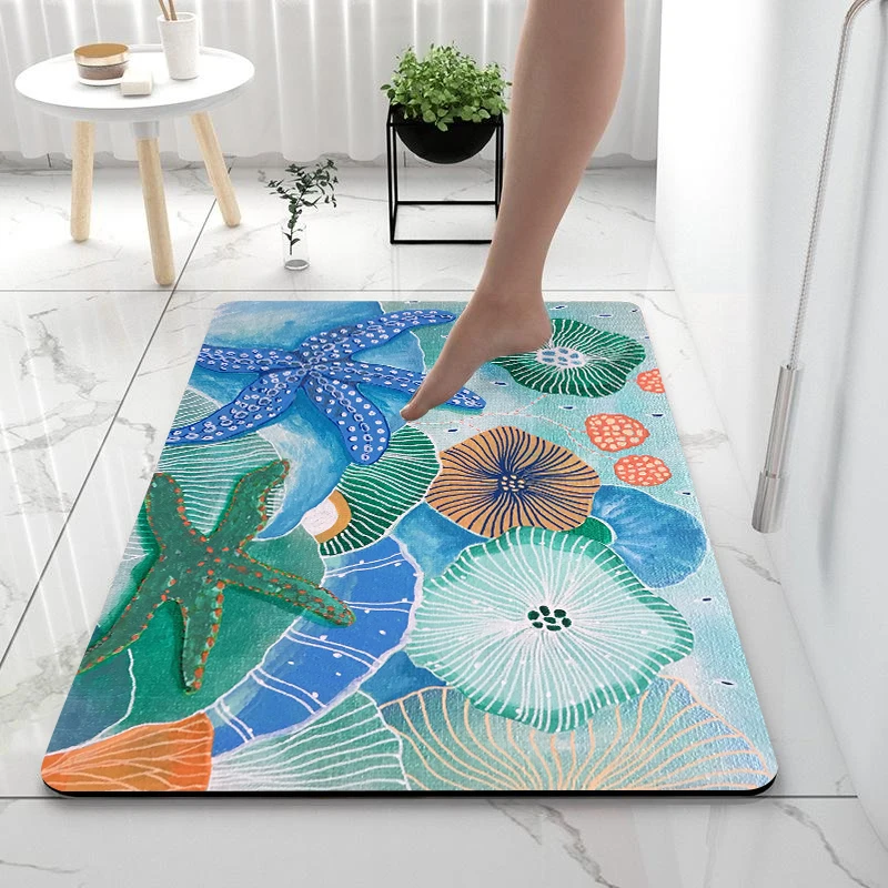 

Коврик для ванной и кухни Beach Tortoise: супервпитывающий, быстросохнущий, с резиновой основой, устойчивый к загрязнениям