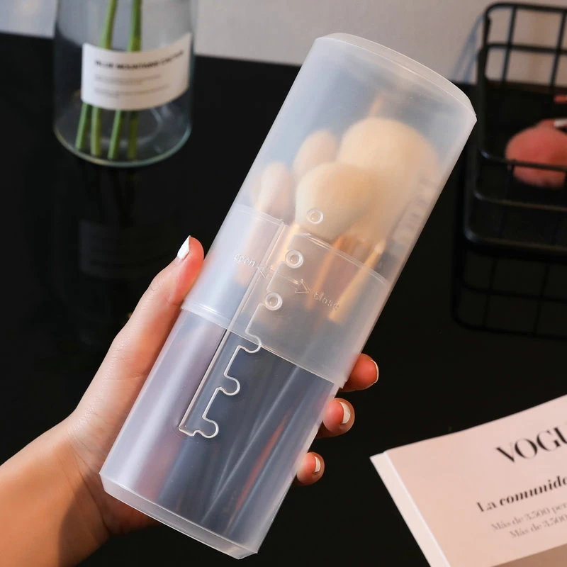 Transparent Plastic Makeup Brush Holder Travel Cosmetic Case Organizer Bag Cup Storage Waterproof Dustproof