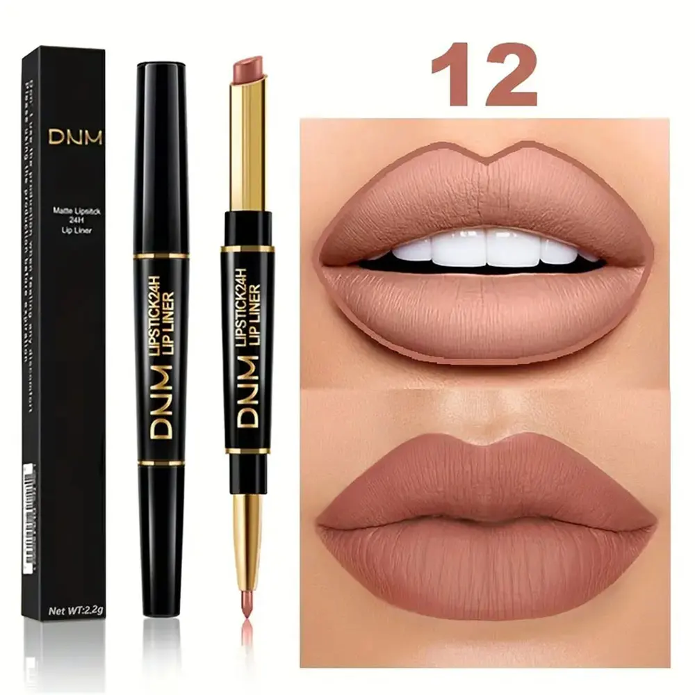 Double-ended Non-stick Cup Long Lasting Lipstick Lip Liner High Pigmented Waterproof Valentine\'s Day Gifts